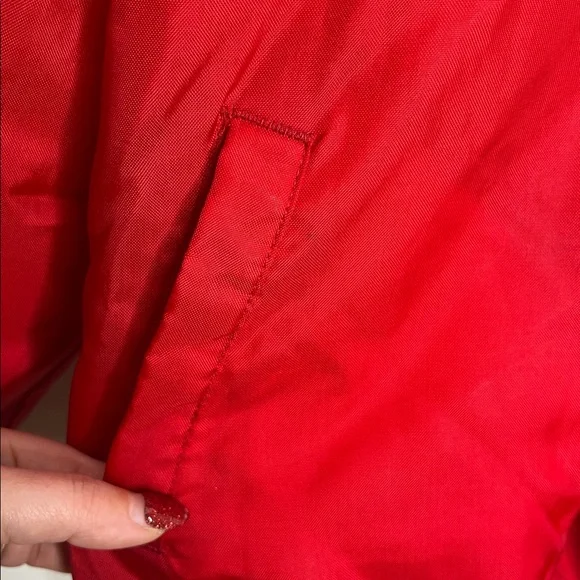 Vintage 80s Red Satin Bomber Jacket Bremen Pom Pons Cheerleader USA Made - Picture 5 of 15